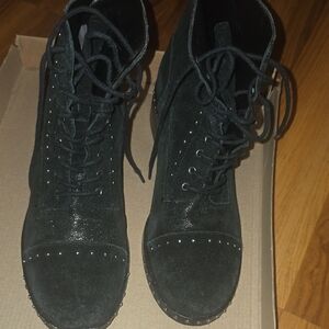 Marc Fisher Black Combat Boots with Studded Detail